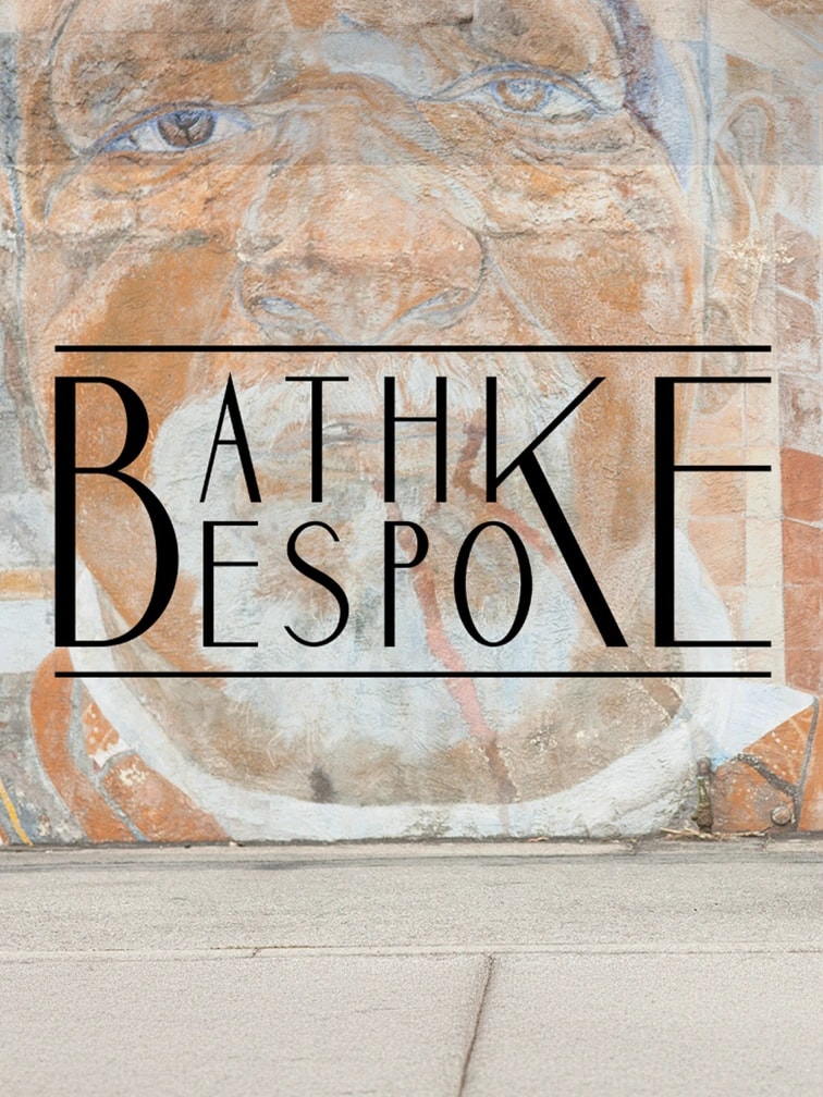 Bathke Bespoke strip card: wordmark over the campaign mural