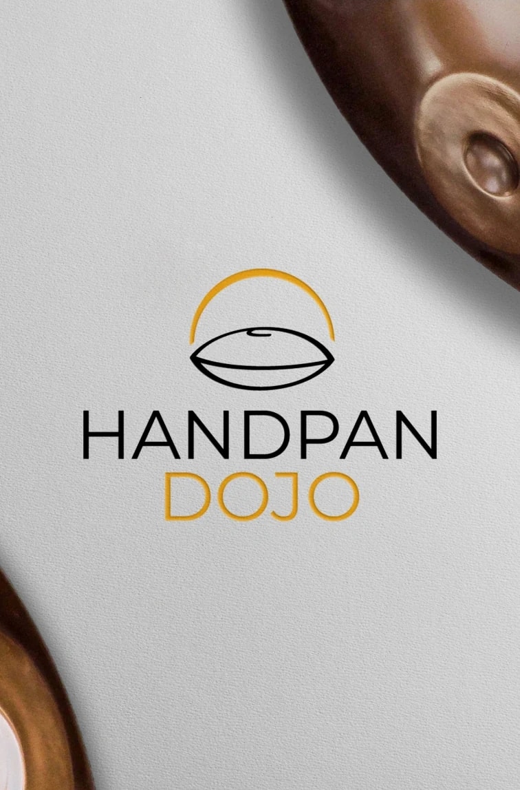 Handpan Dojo strip card: the logo beside the instrument
