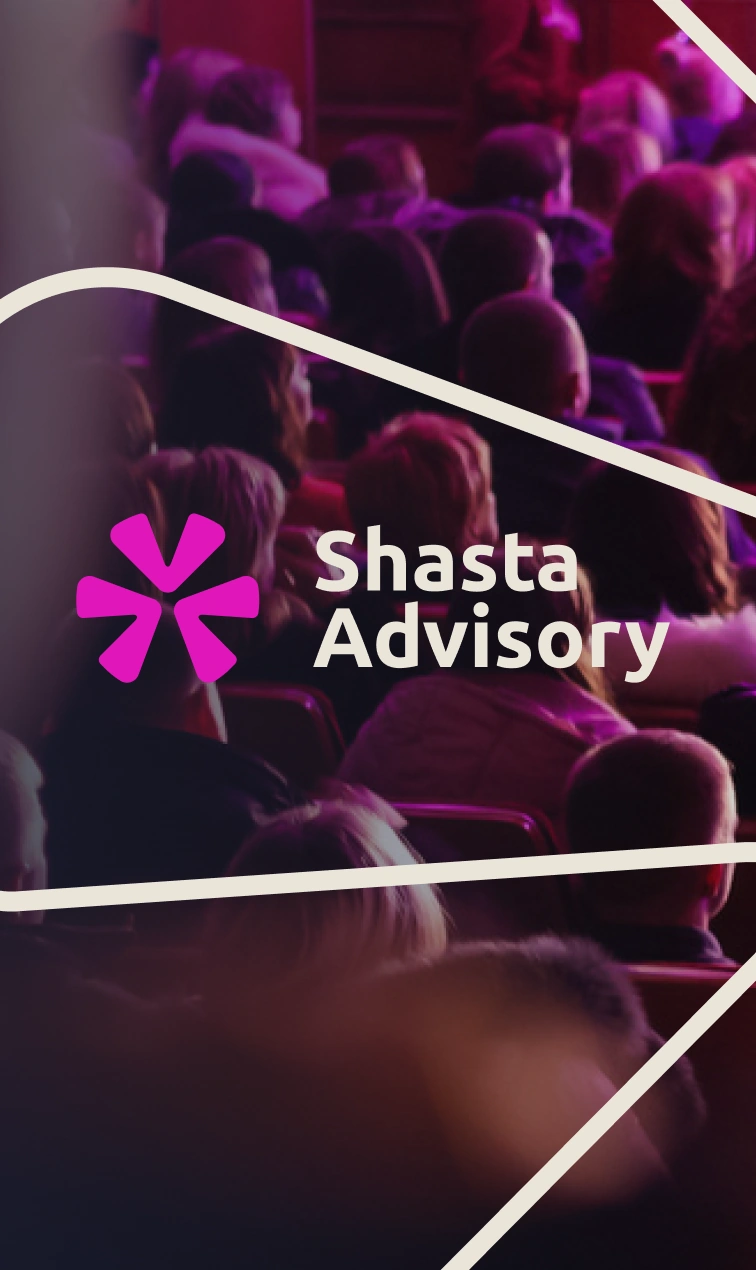 Shasta Advisory strip card: the mark and wordmark over the brand's wire lines